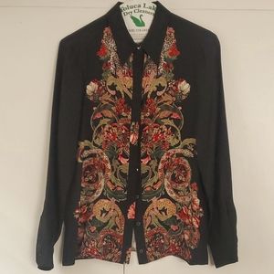 Roberto Cavalli Silk Shirt jungle snakes design